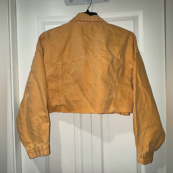 ZARA Cropped Jean Jacket – Dark Mustard / Burnt Yellow – Size L - Picture 2 of 13